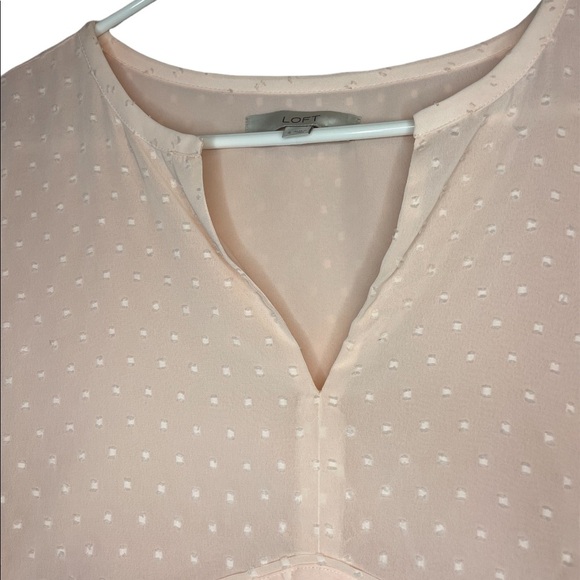 Loft blush pink Dotted Babydoll Long Sleeve Top size S - Picture 4 of 5